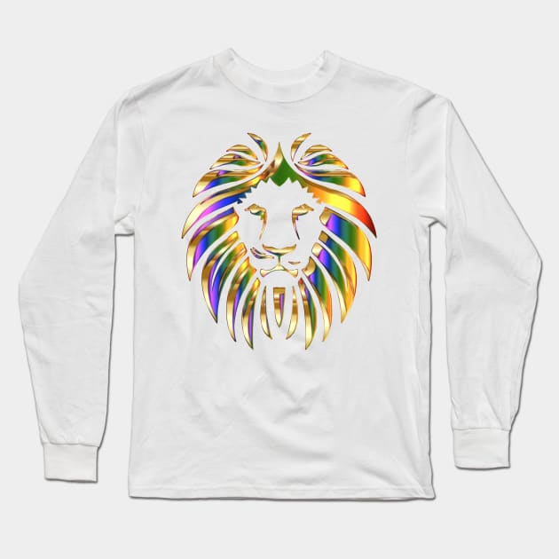 Golden Rainbow Lion Mane Long Sleeve T-Shirt by designsbycreation